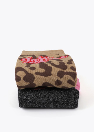 Pack of animal print and shimmer socks