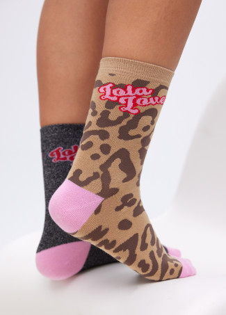 Pack of animal print and shimmer socks