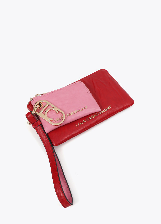 Cartera con monedero bicolor con logo ovalado