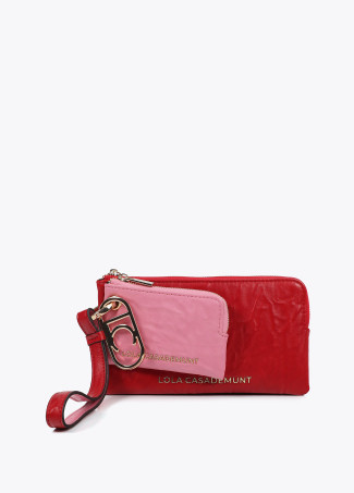 Two-tone wallet with purse and oval logo