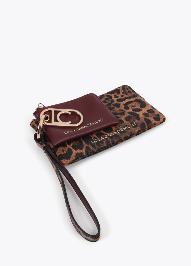 Cartera con monedero bicolor con logo ovalado