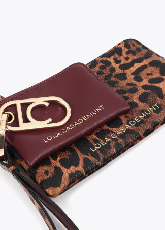 Two-tone wallet with purse and oval logo