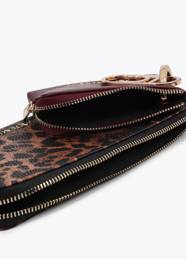 Two-tone wallet with purse and oval logo