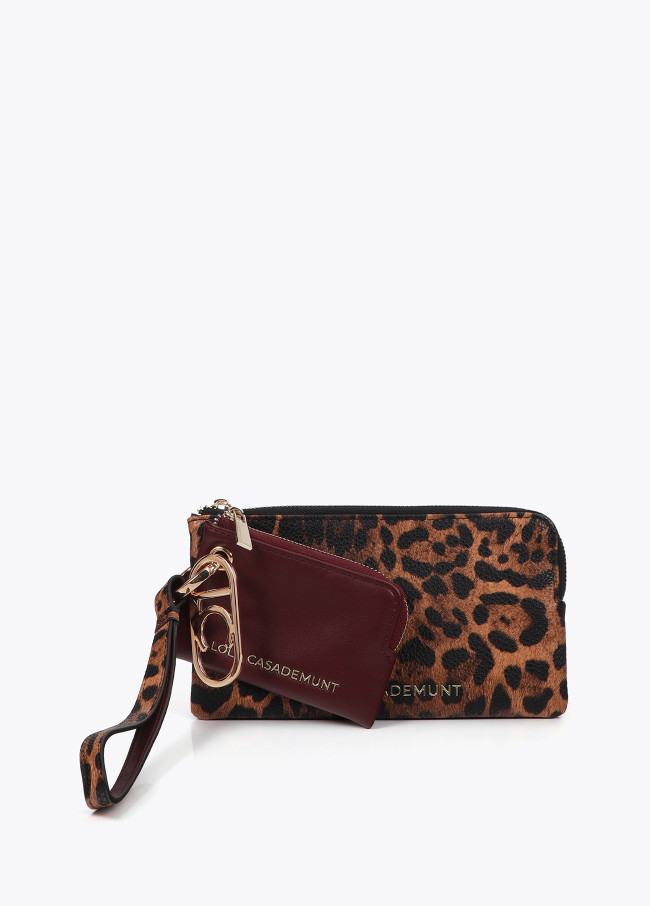 Two-tone wallet with purse and oval logo