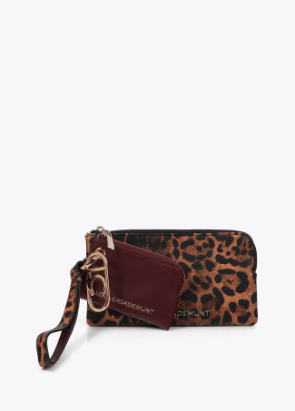 Two-tone wallet with purse and oval logo