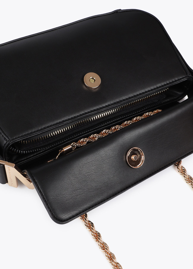 Crossbody bag with faux leather flap and M logo...