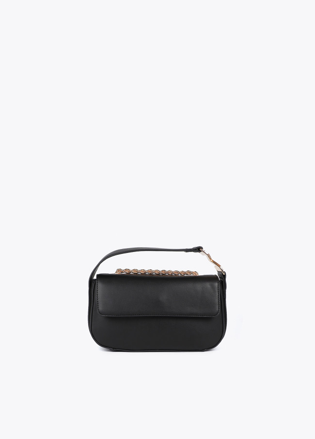 Crossbody bag with faux leather flap and M logo...