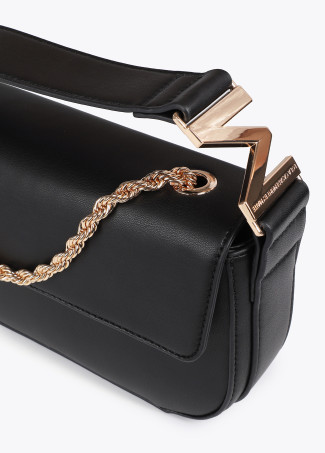 Crossbody bag with faux leather flap and M logo strap