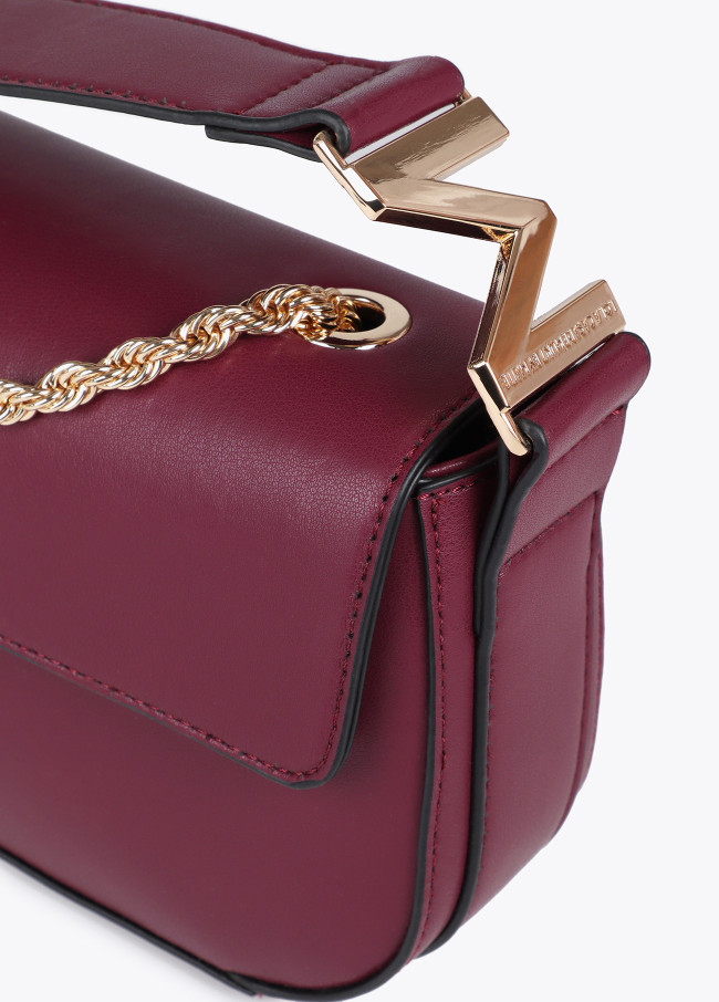 Crossbody bag with faux leather flap and M logo...