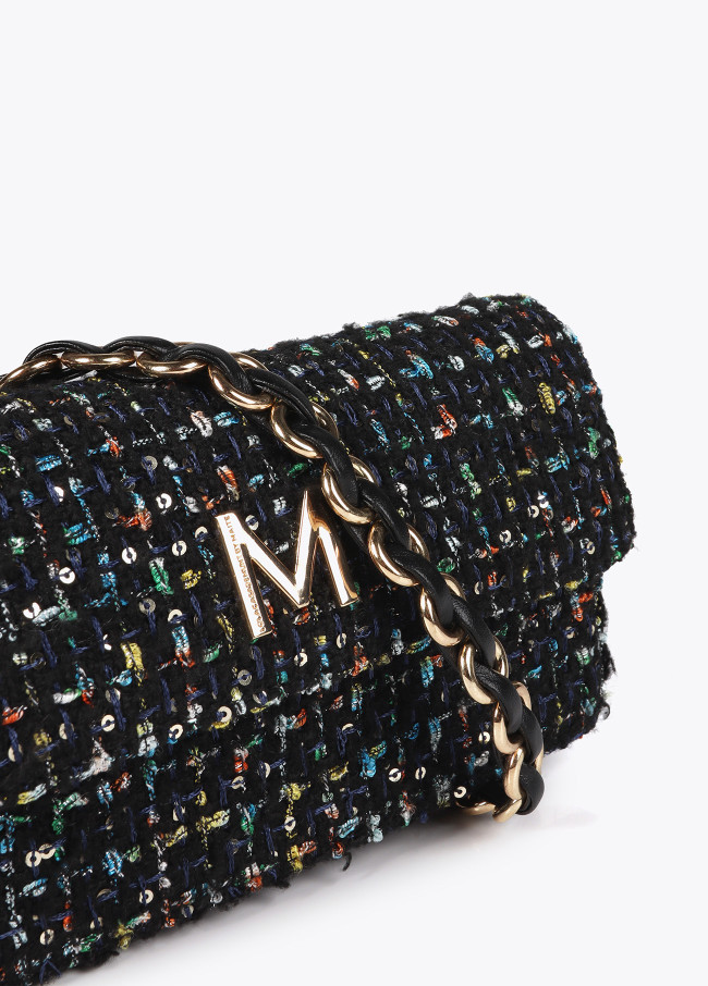 Tweed crossbody baguette bag