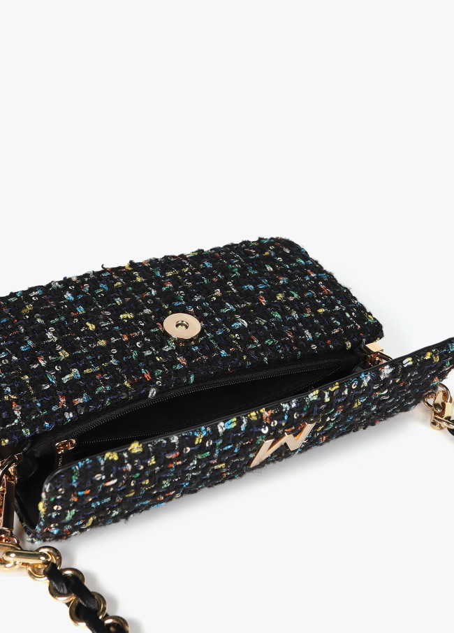 Tweed crossbody baguette bag