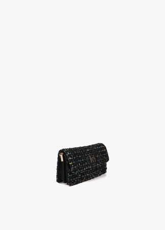 Tweed crossbody baguette bag