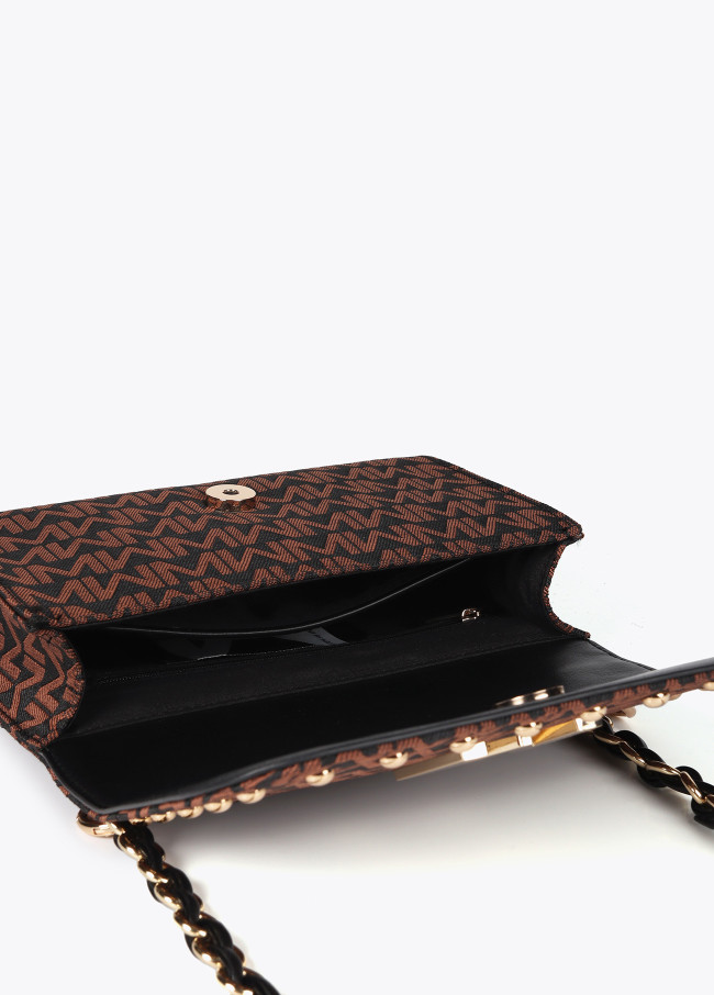 Crossbody bag with jacquard monogram flap