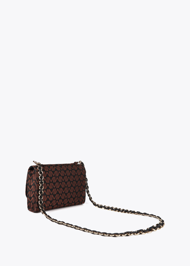 Crossbody bag with jacquard monogram flap