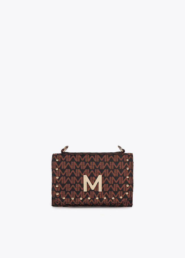 Crossbody bag with jacquard monogram flap