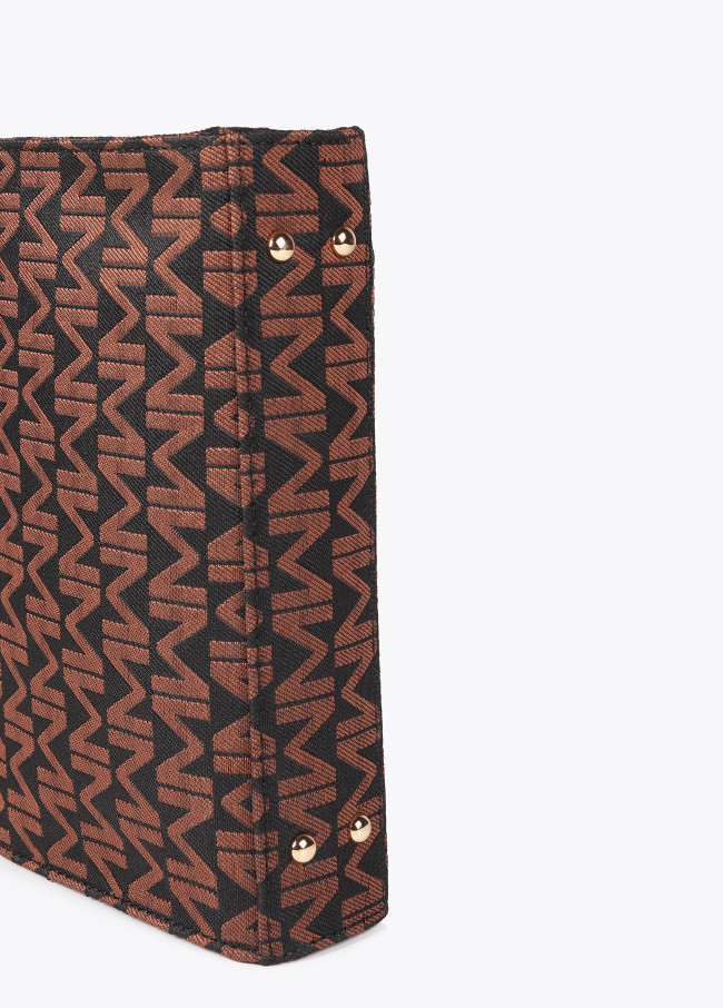 Crossbody bag with jacquard monogram flap