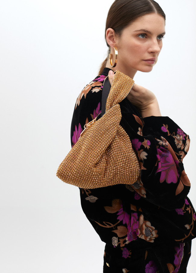 Rhinestone mesh bag