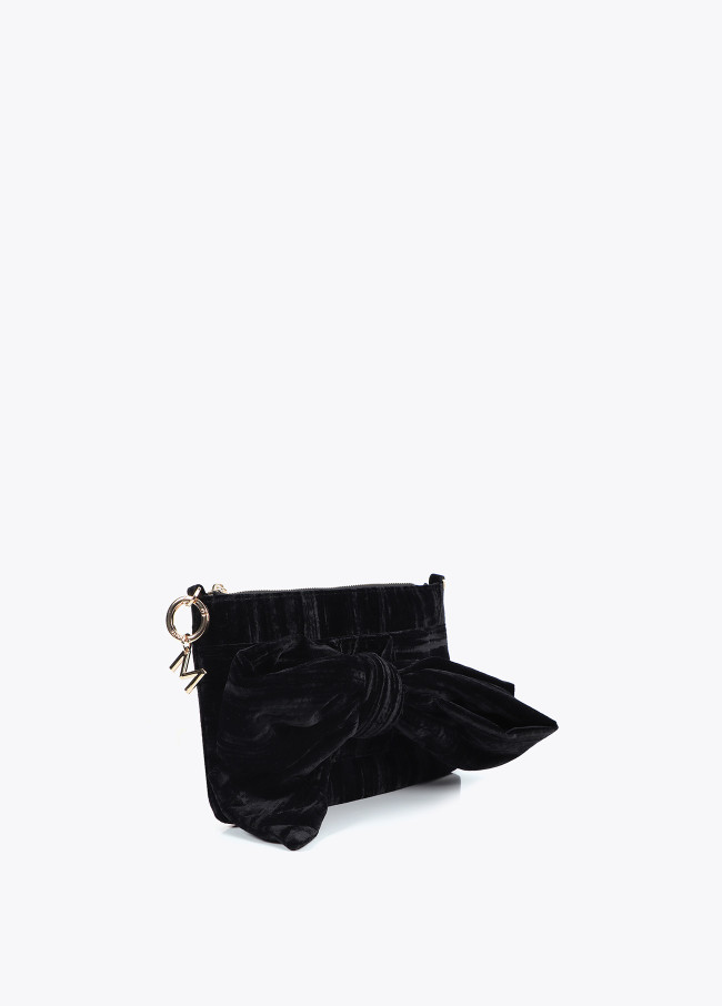 Velours-Handtasche mit Frontschleife