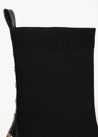 Sock-style ankle boots with snakeskin print details