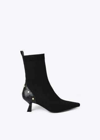 Sock-style ankle boots with snakeskin print details