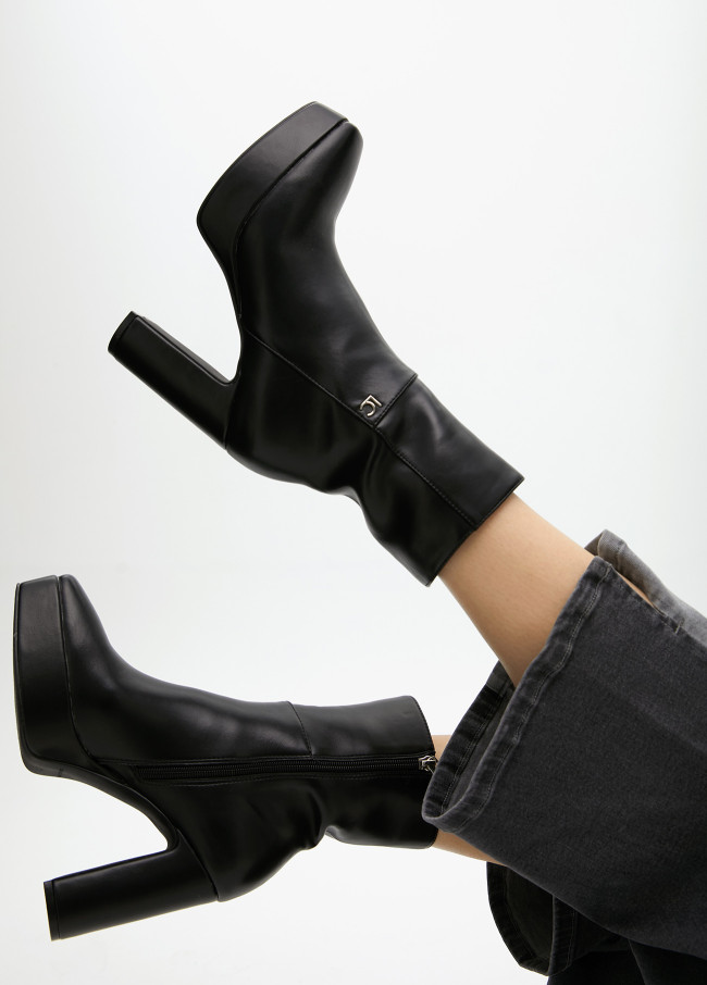 Faux suede platform ankle boots