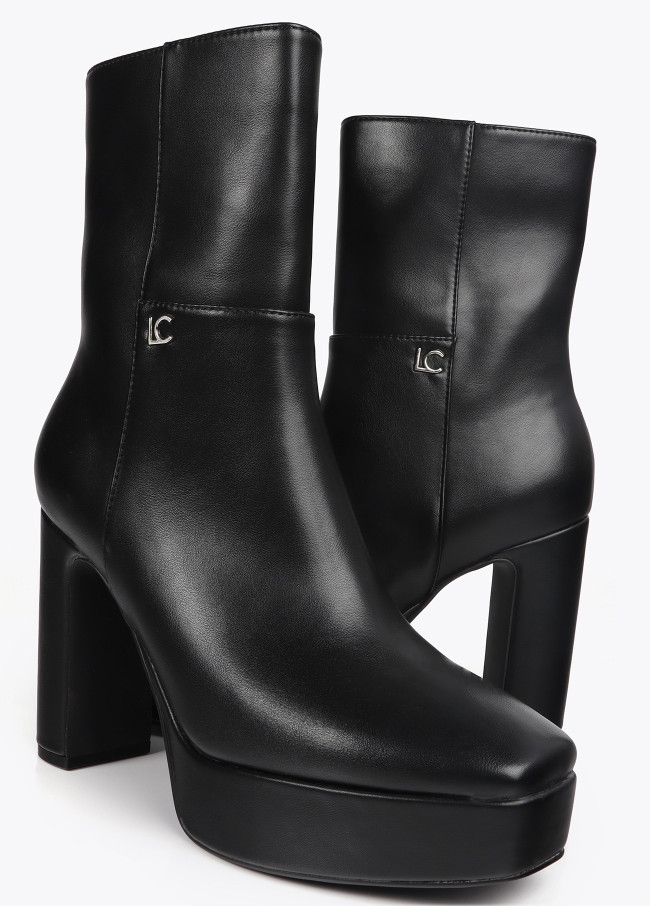 Faux suede platform ankle boots