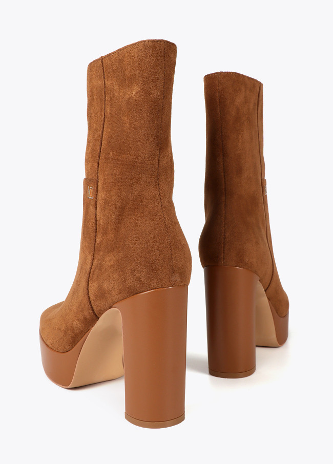 Faux suede platform ankle boots
