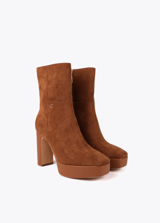 Faux suede platform ankle boots