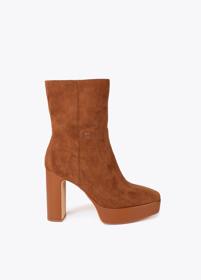Faux suede platform ankle boots