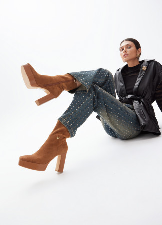 Faux suede platform ankle boots