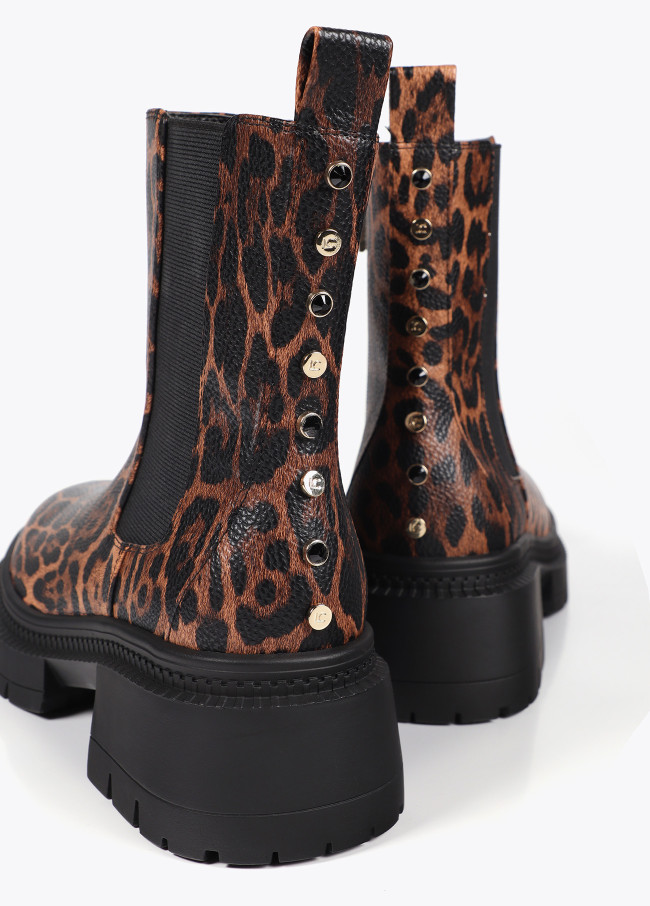 Animal print ankle boots with track sole and...