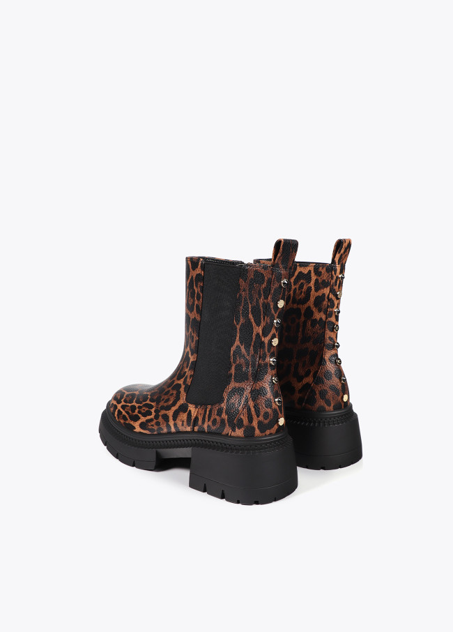 Animal print ankle boots with track sole and...