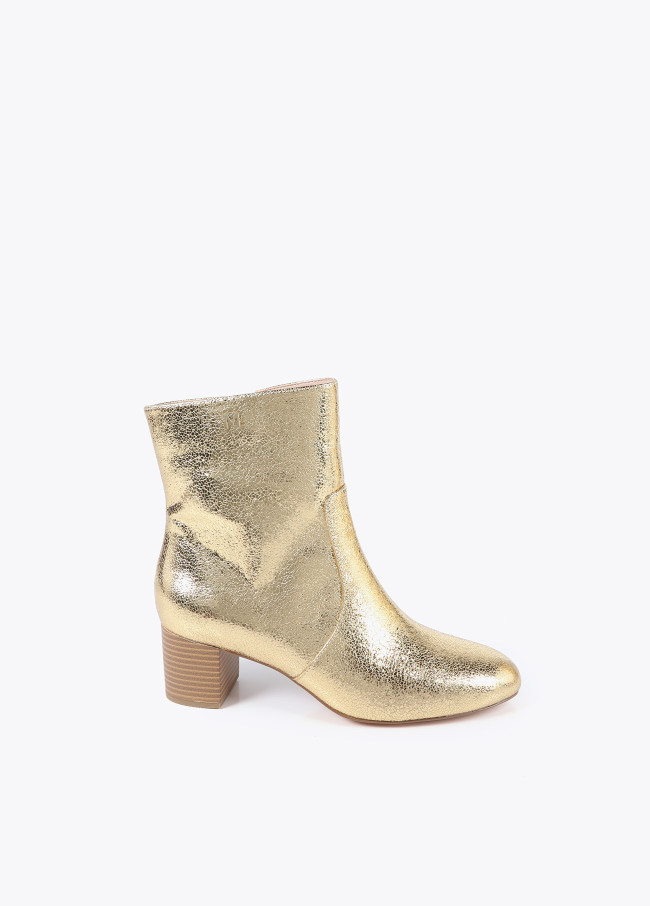 Stivaletto Metallizzato con Tacco Effetto Legno