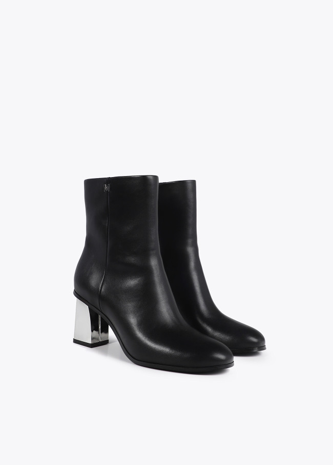 Heeled metallic-effect ankle boots