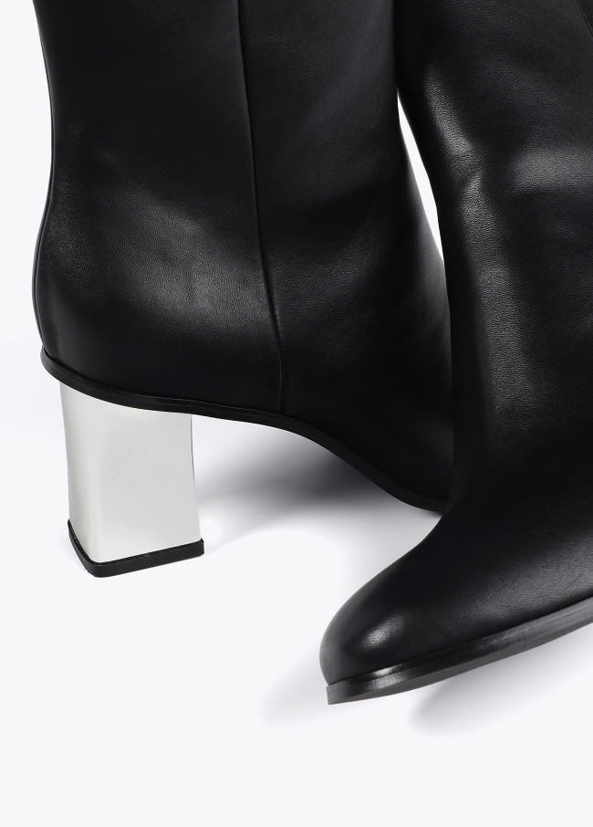 Heeled metallic-effect ankle boots