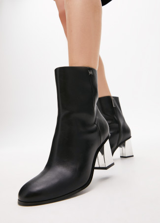 Heeled metallic-effect ankle boots