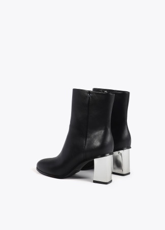Heeled metallic-effect ankle boots