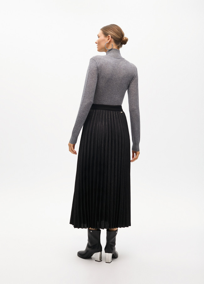 Saia Midi Plissada Estampa Animal