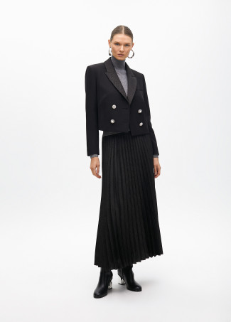 Saia Midi Plissada Estampa Animal