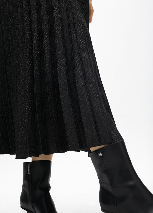 Saia Midi Plissada Estampa Animal