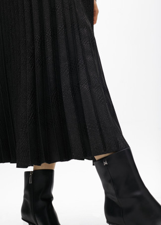 Saia Midi Plissada Estampa Animal