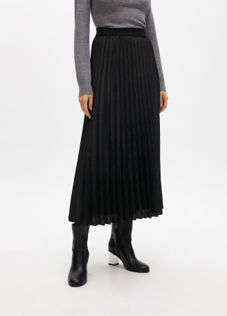 Saia Midi Plissada Estampa Animal