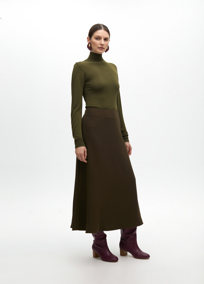 Crepe midi skirt flared