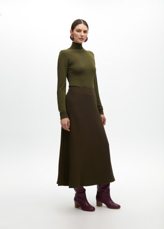 A-line Crepe Brown Skirt - Lola Casademunt