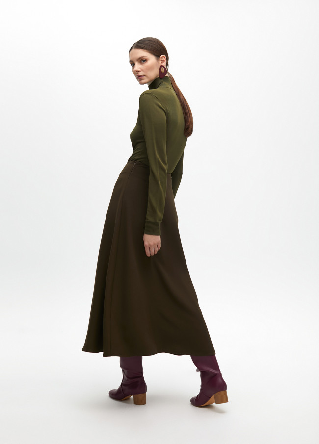 Gonna Evase Crepe Midi