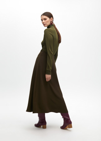 A-line Crepe Brown Skirt - Lola Casademunt