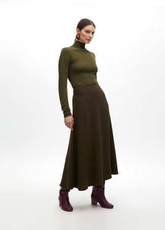 A-line Crepe Brown Skirt - Lola Casademunt