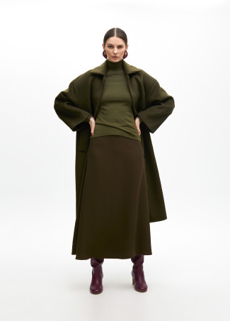 A-line Crepe Brown Skirt - Lola Casademunt