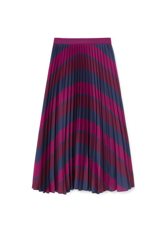 Striped printed pleated skirt