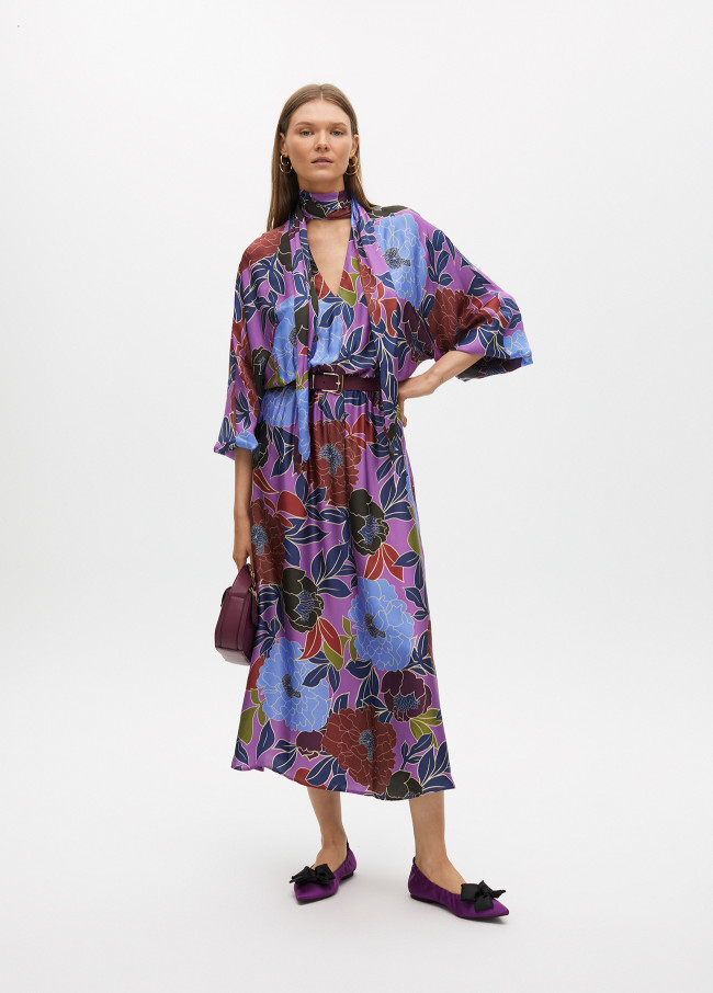 Long floral print dress